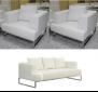 Pack FAMA, 2 sillones + sofá, acero inoxidable, piel sintética blanca