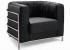 Sillón ATR-1NE, acero inoxidable, piel negra